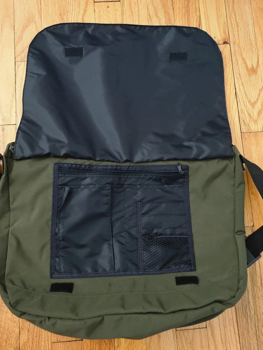 Hugo Boss Olive Messenger Bag with Red Zip
